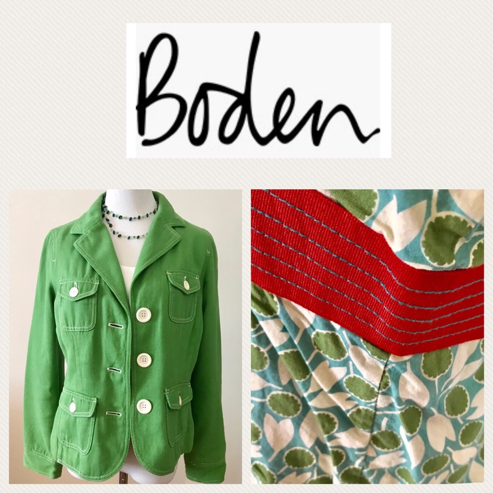 Boden Green Cotton Blazer